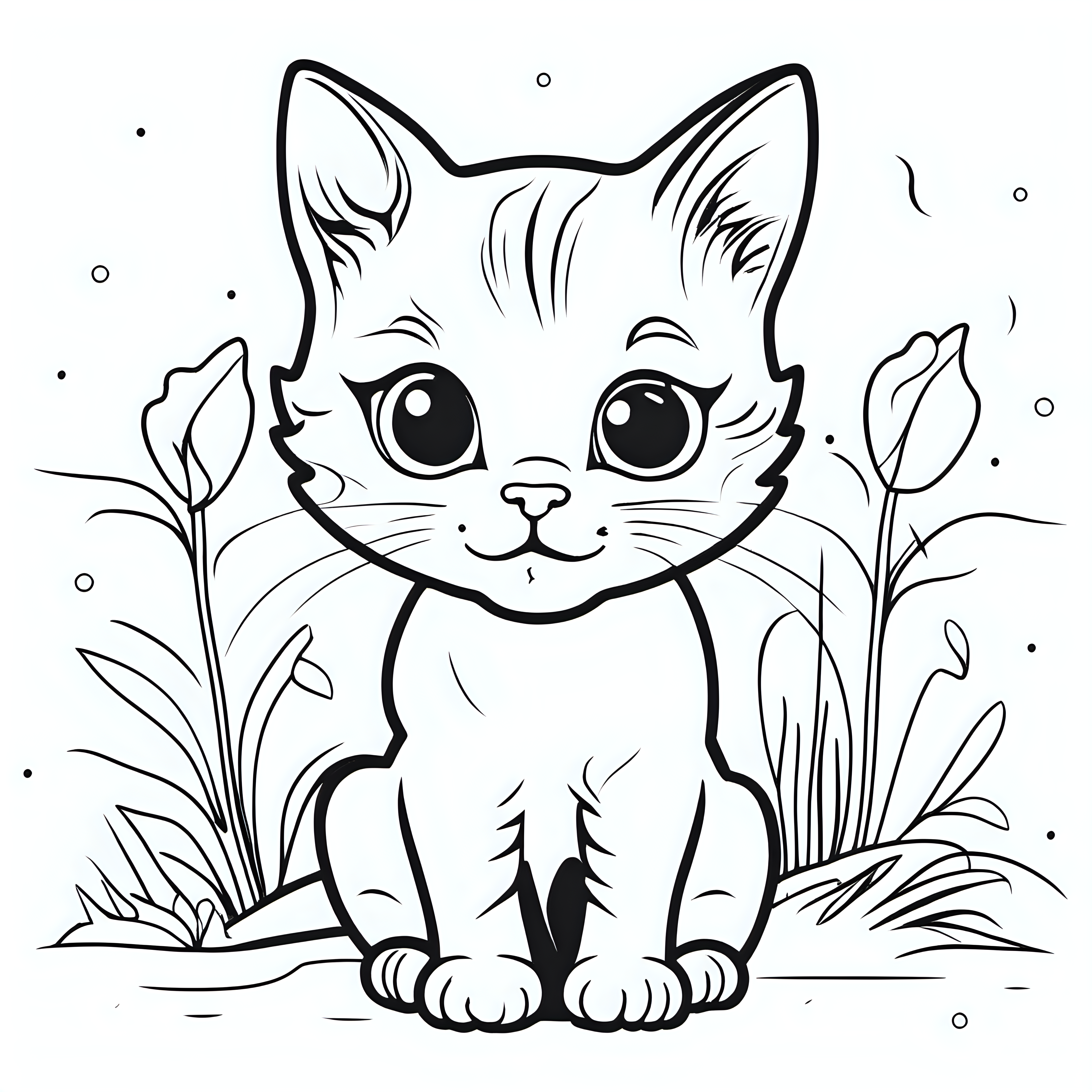 Create a cute baby cat outline in black