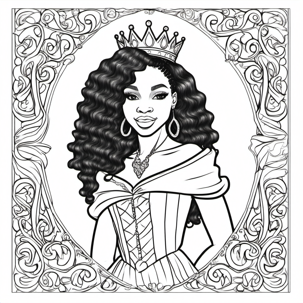 I need a book cover for a coloring book designed for African American female teenagers and adults featuring images of princes and princesses in full color