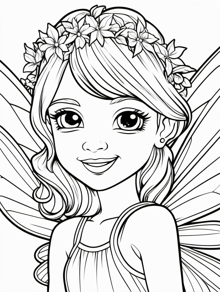 Mini Adorable Smiling Fairy Coloring Pages Without Background