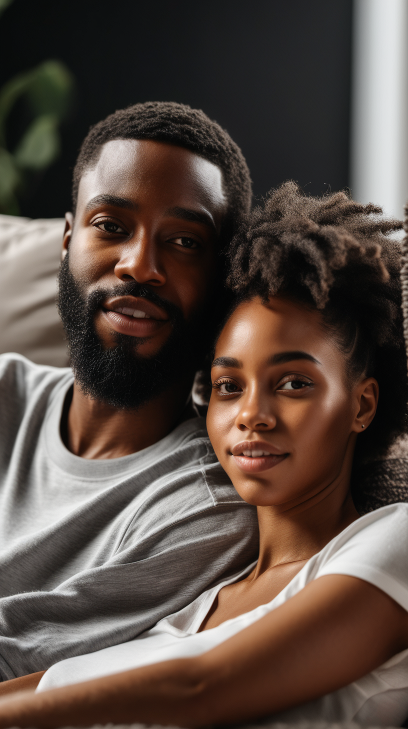 Black man with beard with Black Girlfriend chilling