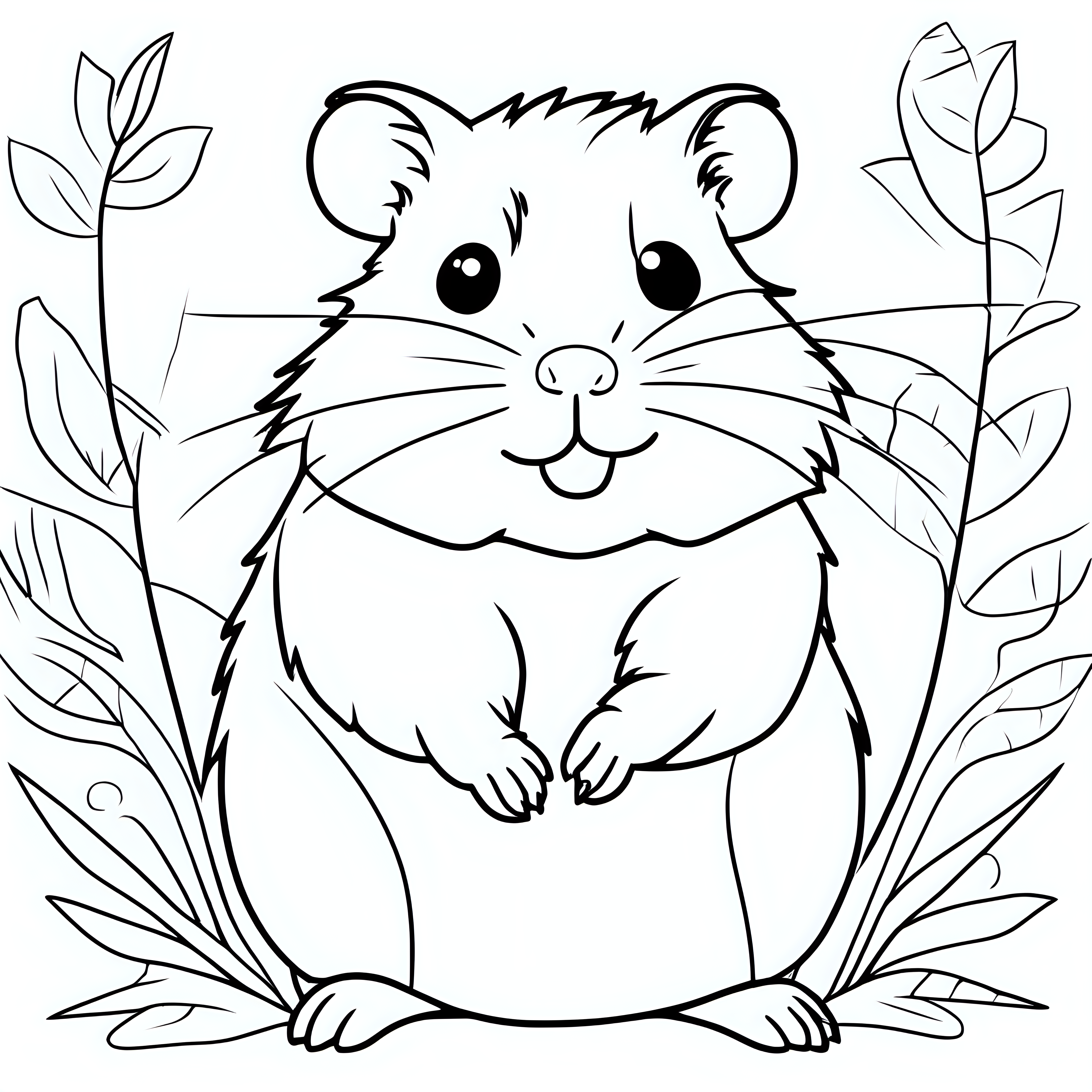 draw a cute hamister animal with only the outline in black for a coloring book for kids