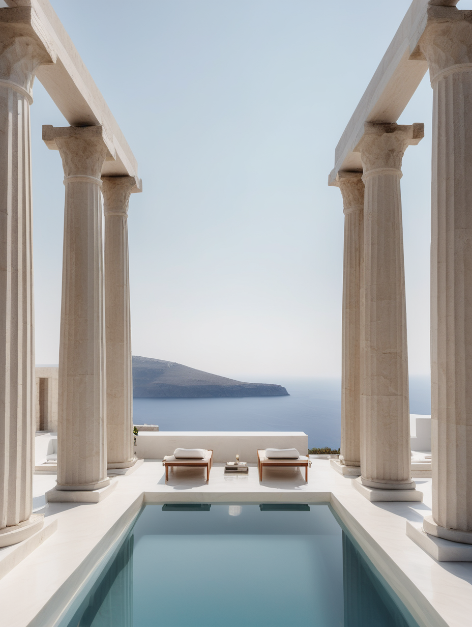 A sleekly designed contemporary minimalistic Greek temple serving