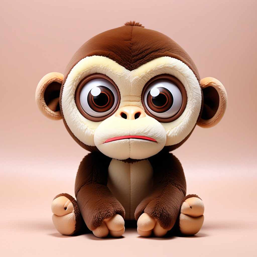 Ape plush toy plain background cute big eyes