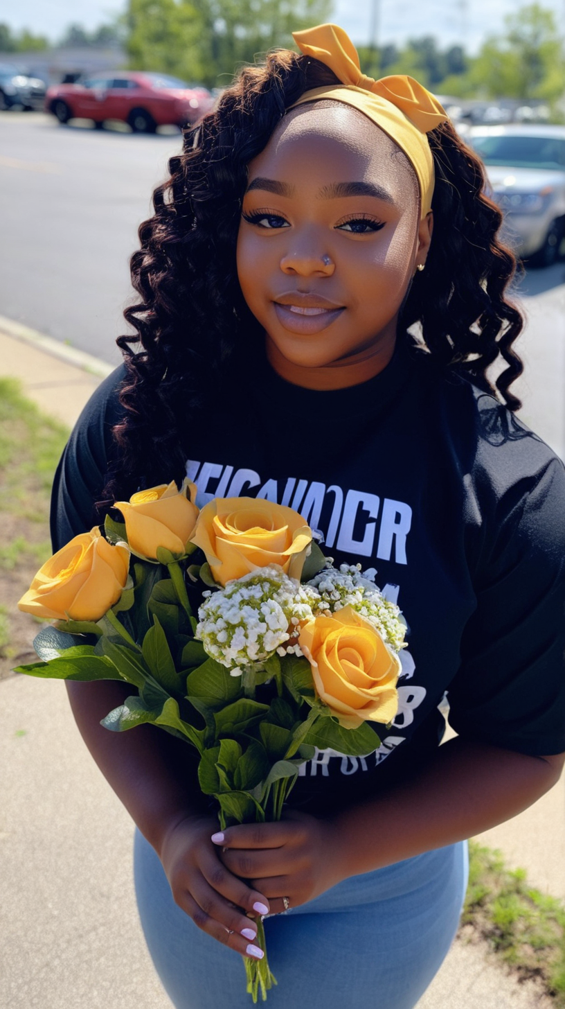 Breonna Taylor holding Flowers