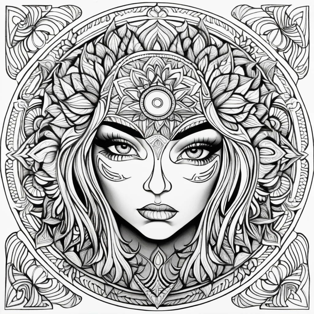 adult coloring book black white clear lines detailed