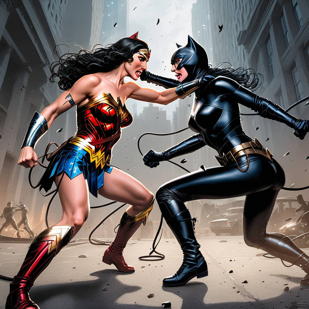 wonder woman vs catwoman fight