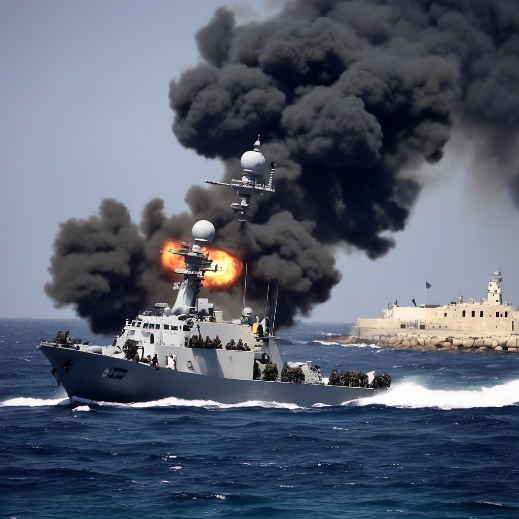 American and israeli Navy sieging Gaza Coast 