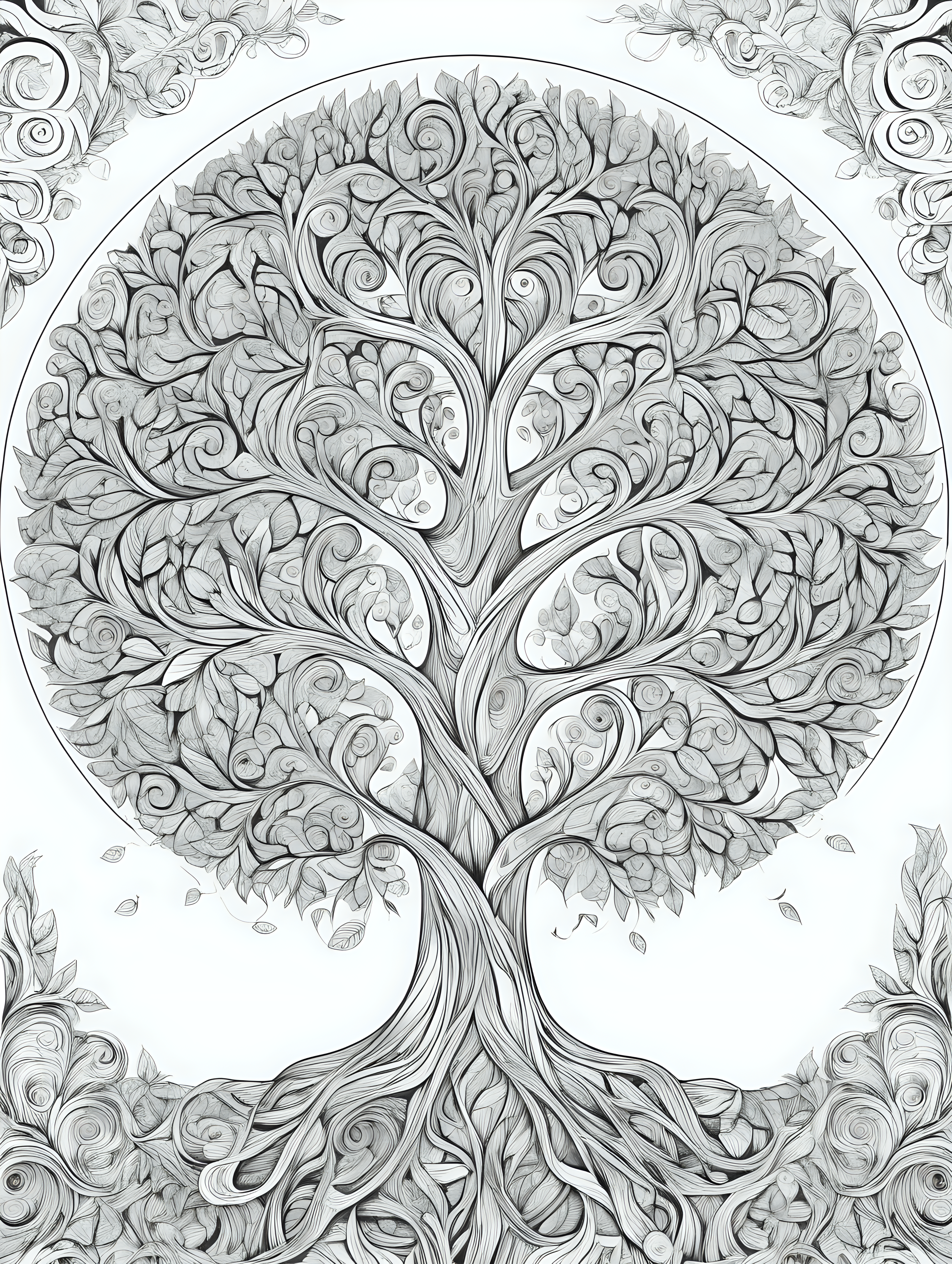 abstract tree of life, coloring page, no colors