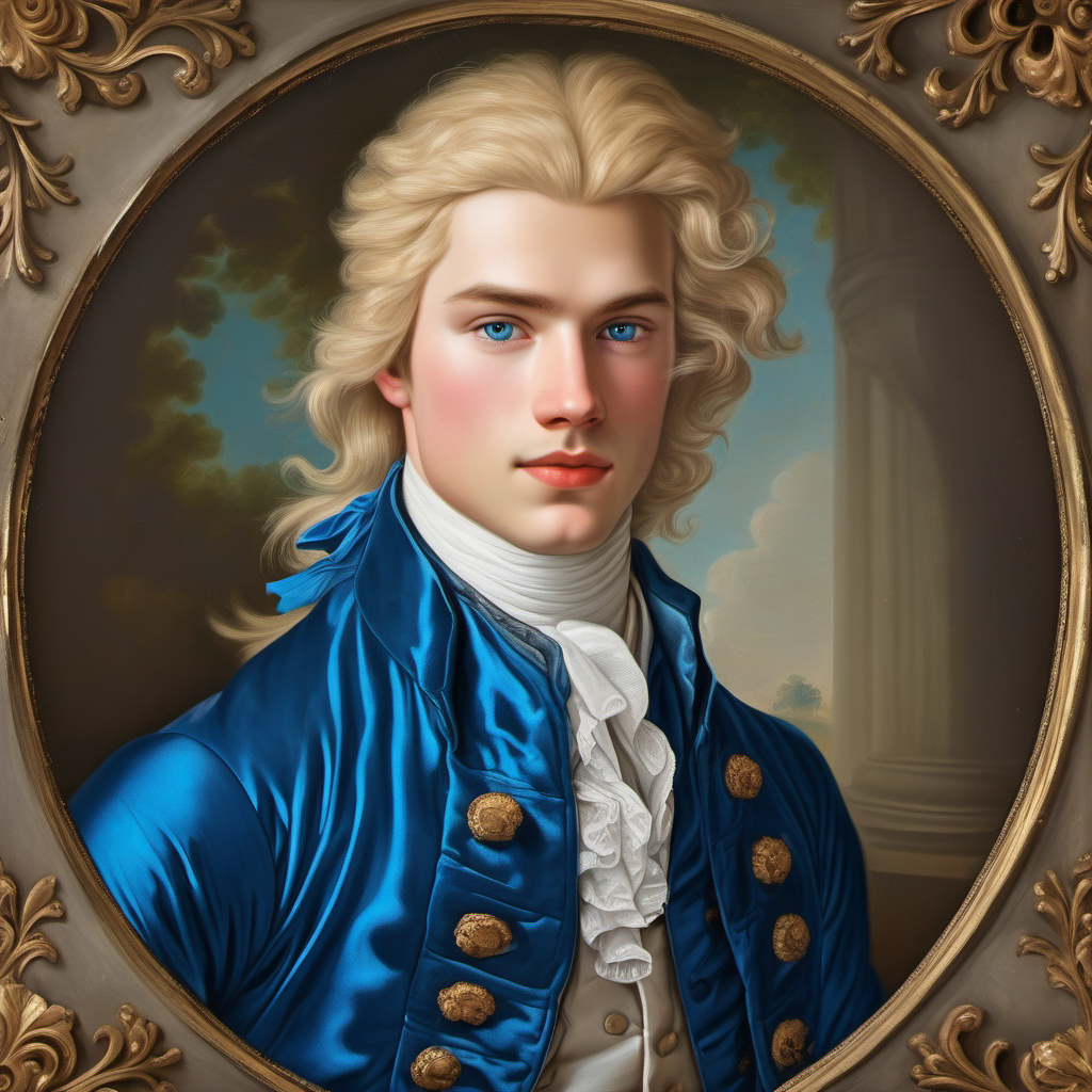 18th century handsome young man straight blonde hair blue eyes