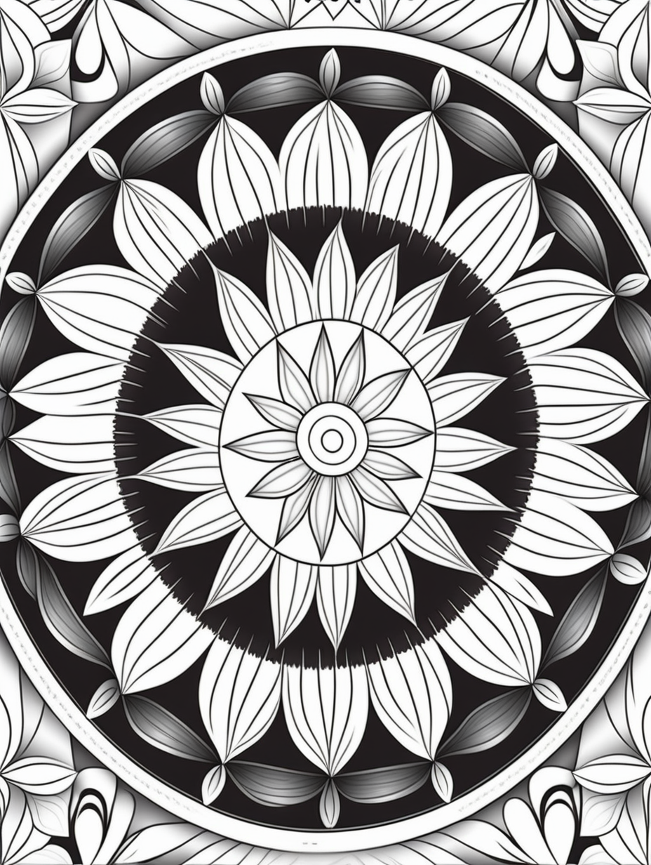 farmers barn inspired mandala pattern, black and white, fit to page, children's coloring book, coloring book page, clean line art, line art, no bleed