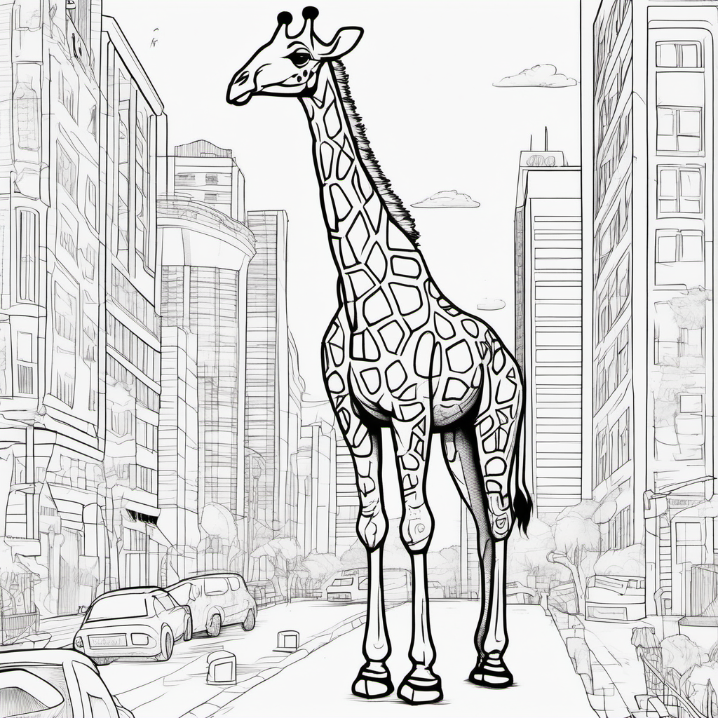 imagine colouring page for kids Giraffe rex in