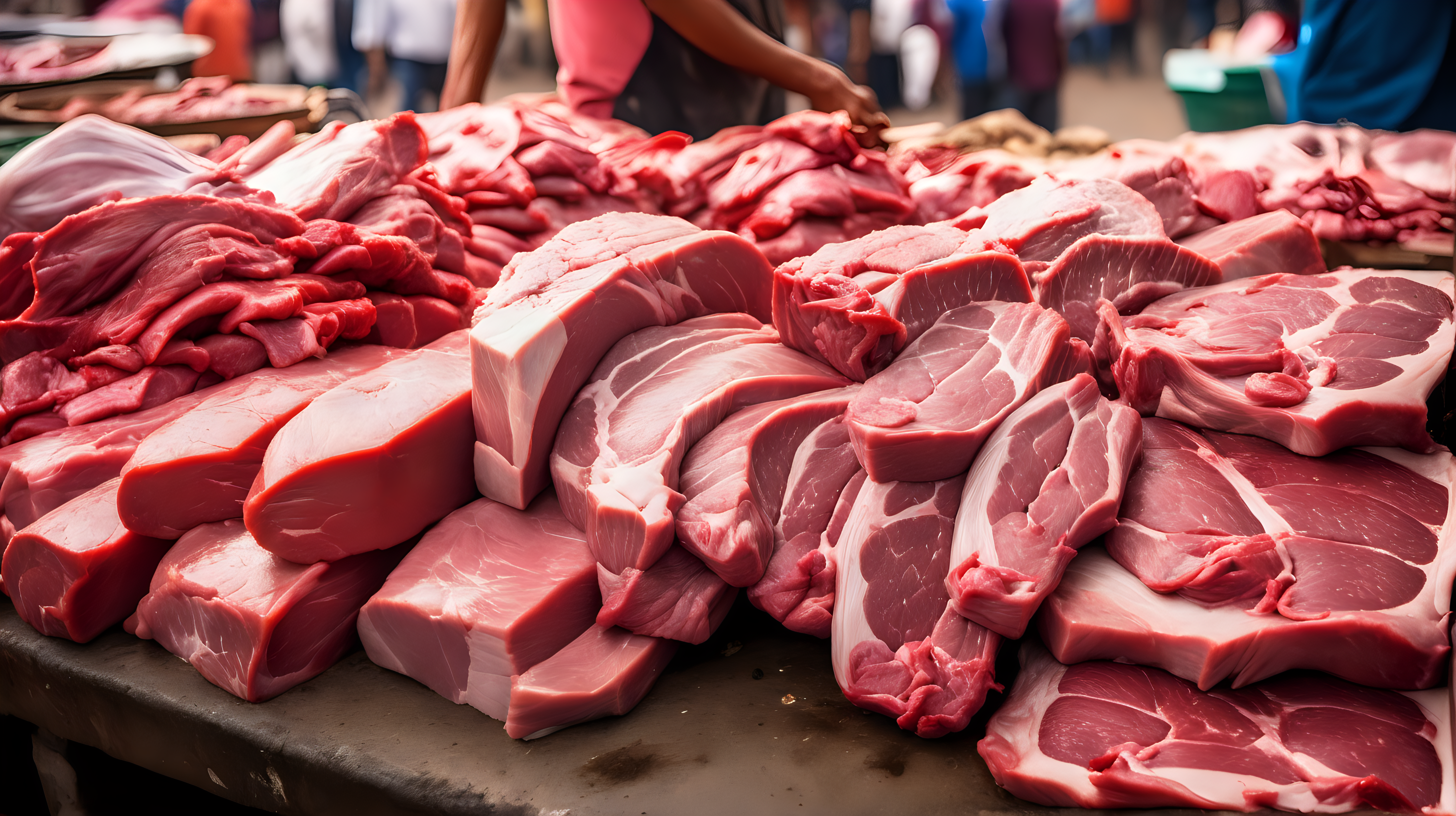 fresh meat in local market