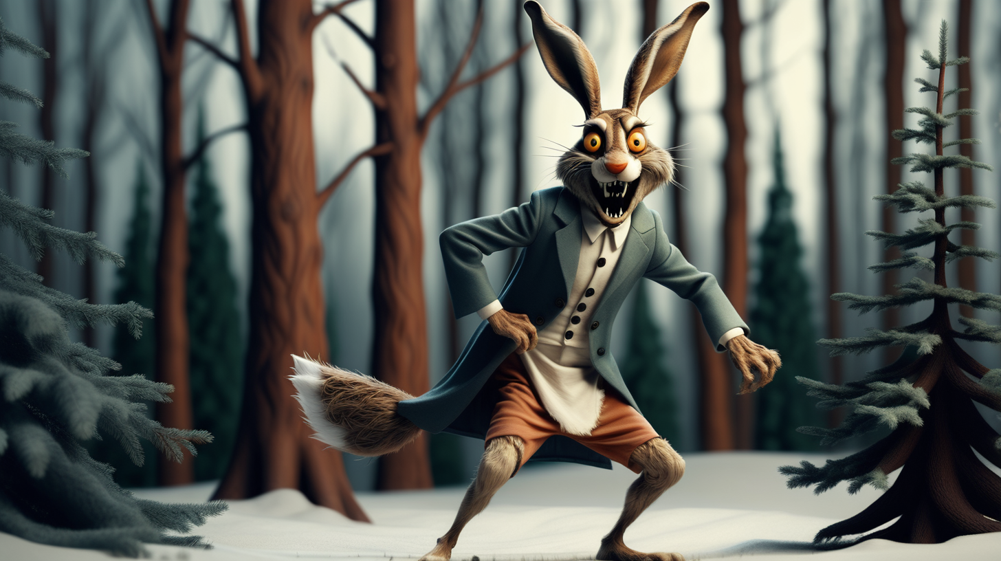 The timid hare put on the costume of