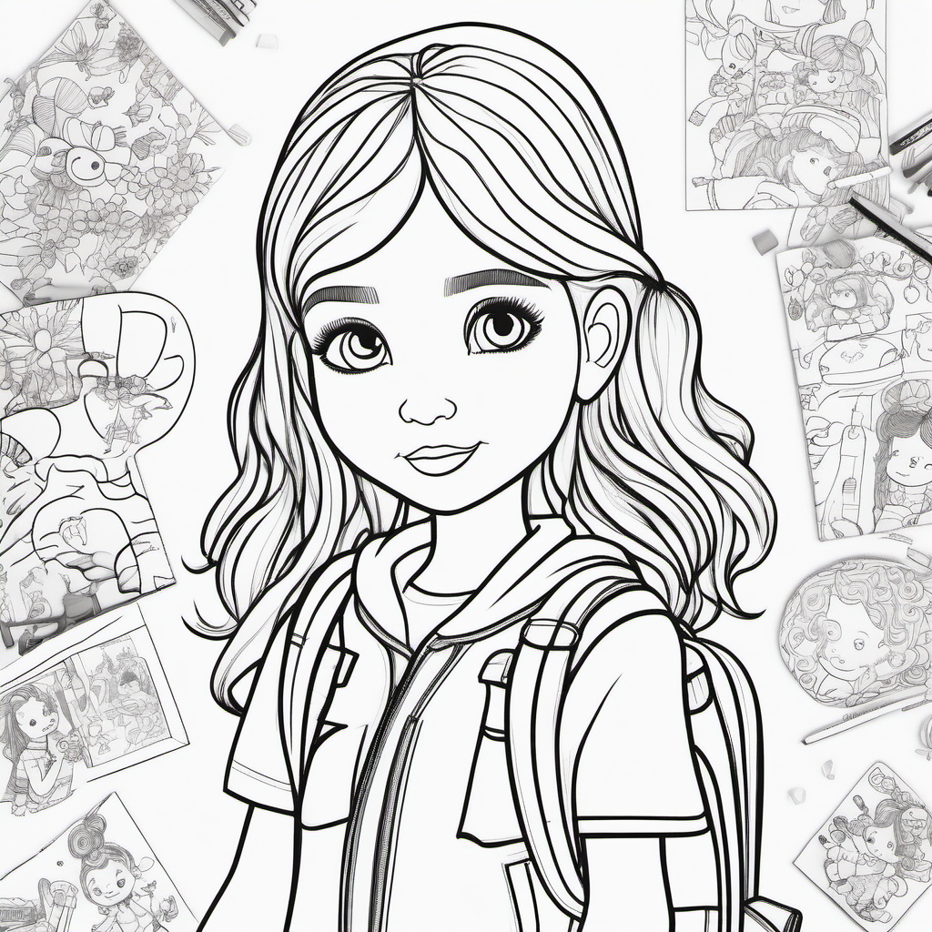 Coloring book for children about girls with various