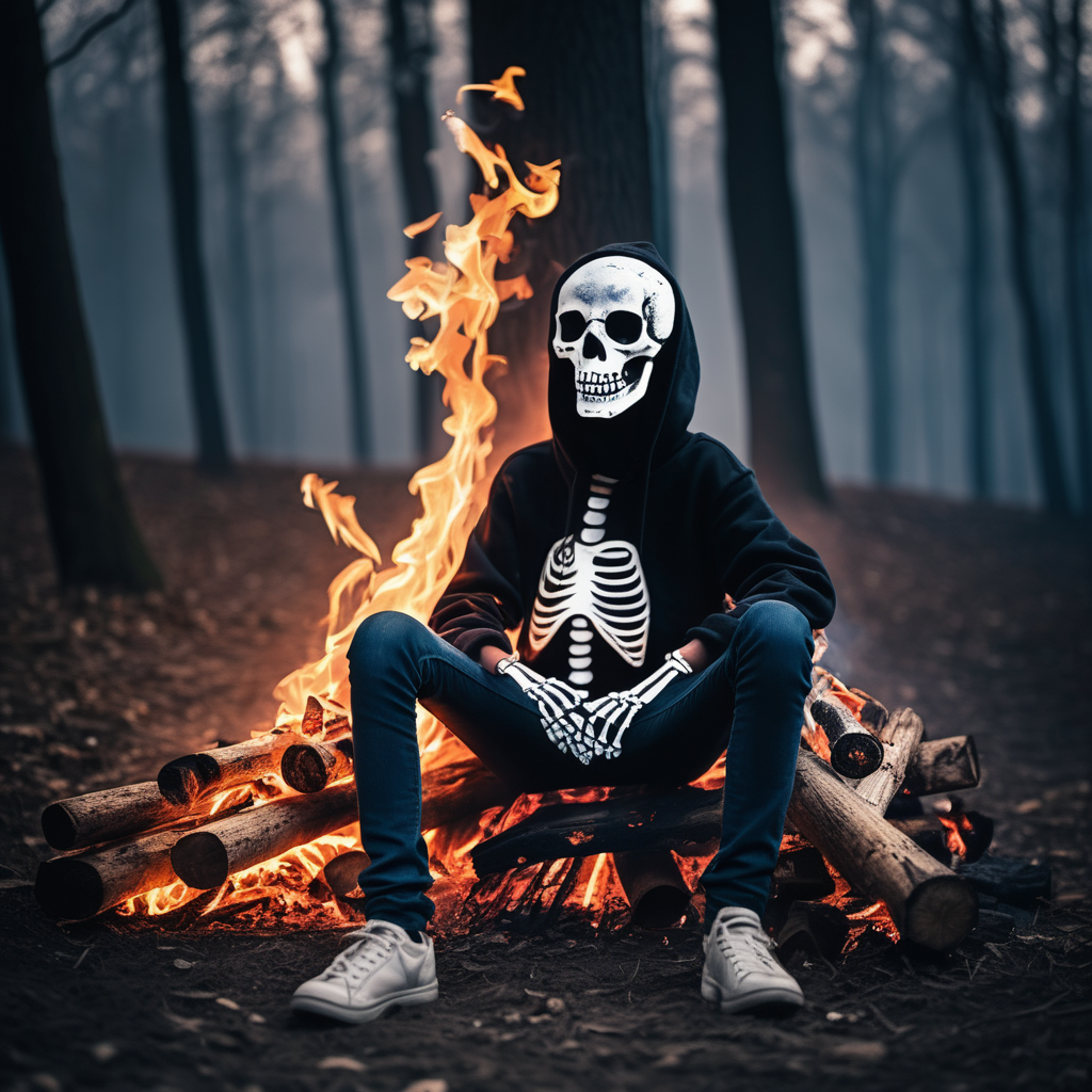 Desert, dark, scary, skeleton, telling stories, five dead teenagers, campfire
