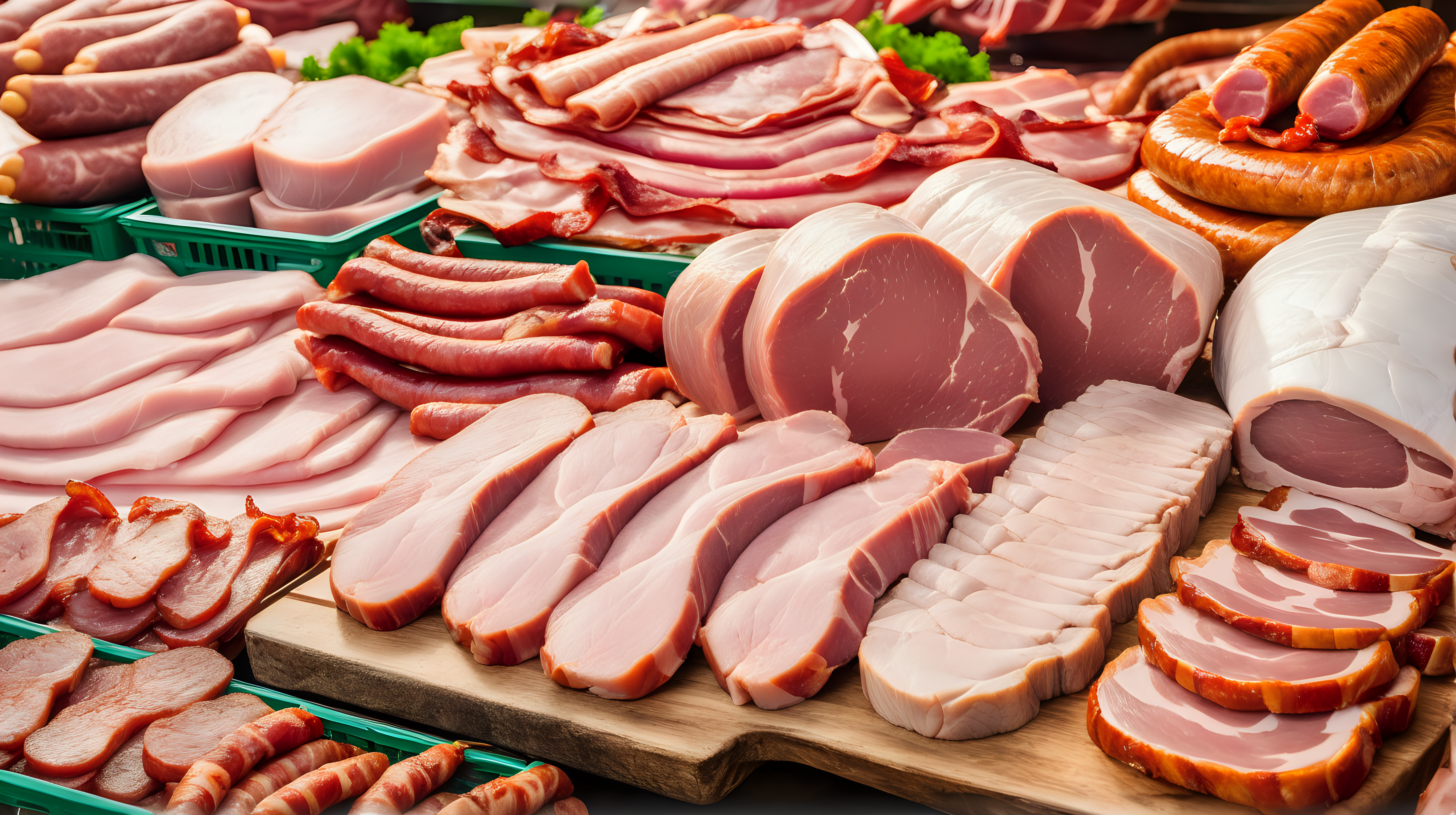Ham bacon pork chops pork loin and sausage