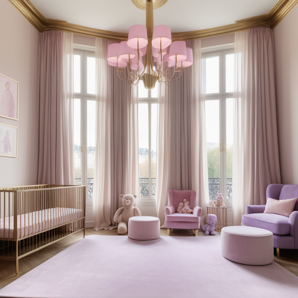 hyperrealistic image of large modern Parisian nursery floor