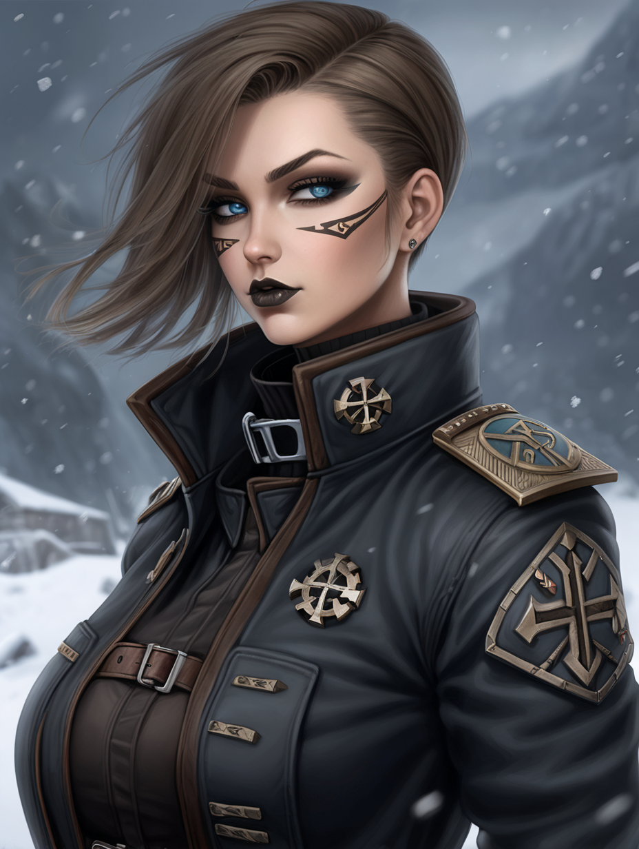 Warhammer 40K young really busty Commissar woman She