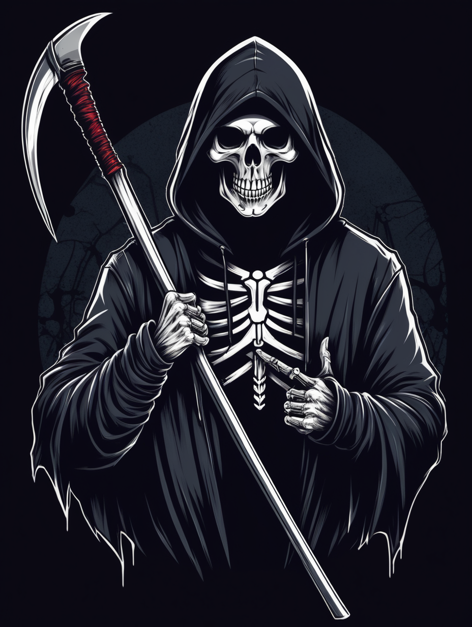 death skull in a hood with a scythe