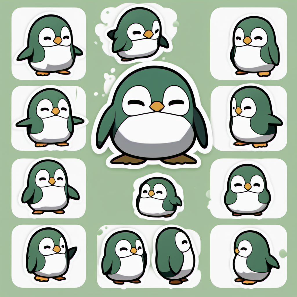 Rowlet, jingai san no yome ghibli style, character sheet, pokemon style, Japanese style, cute, penguin, simple, baby, emoticon, 
Figure, 
gacha