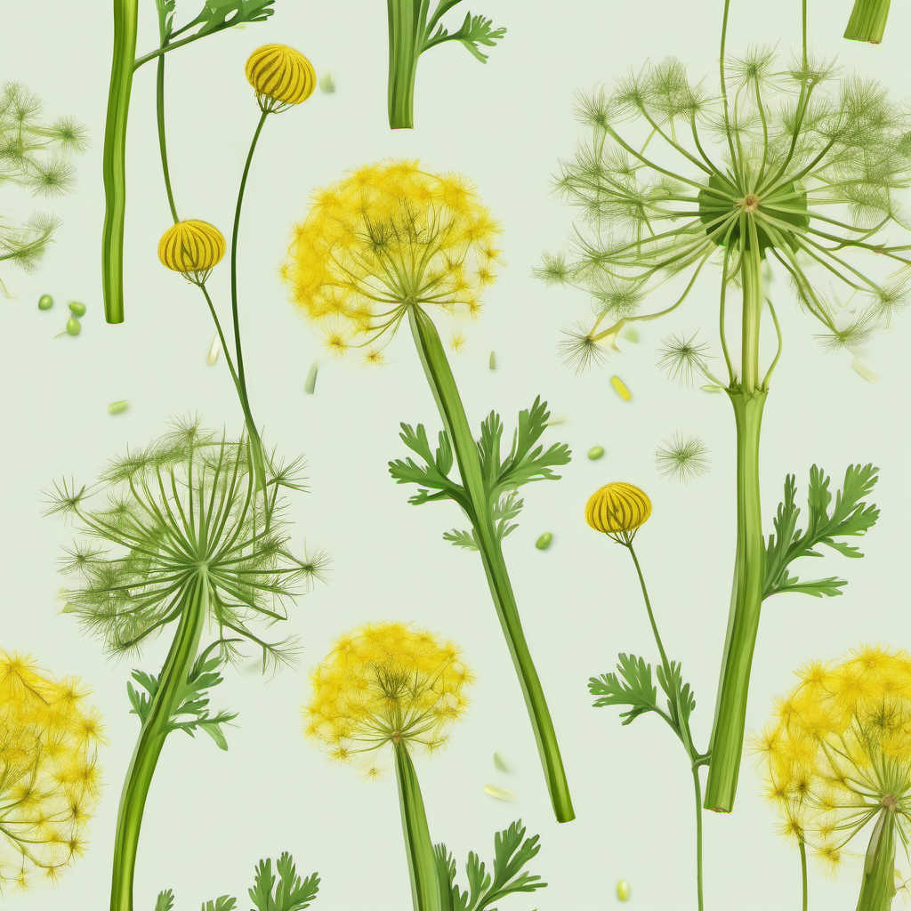 fennel plant with leaves with dandelion puffs