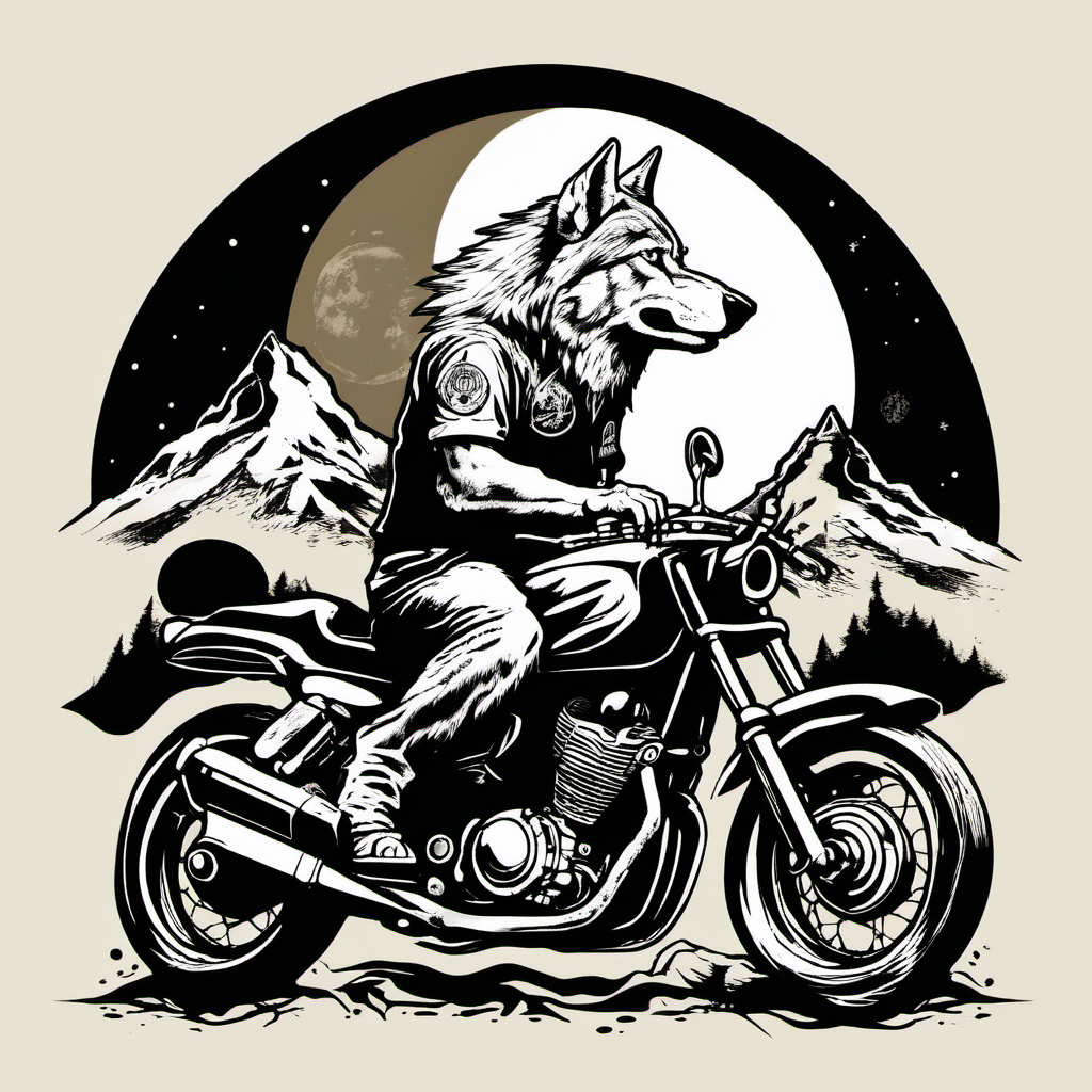 howling wolf on Suzuki motorcycle tshirt design