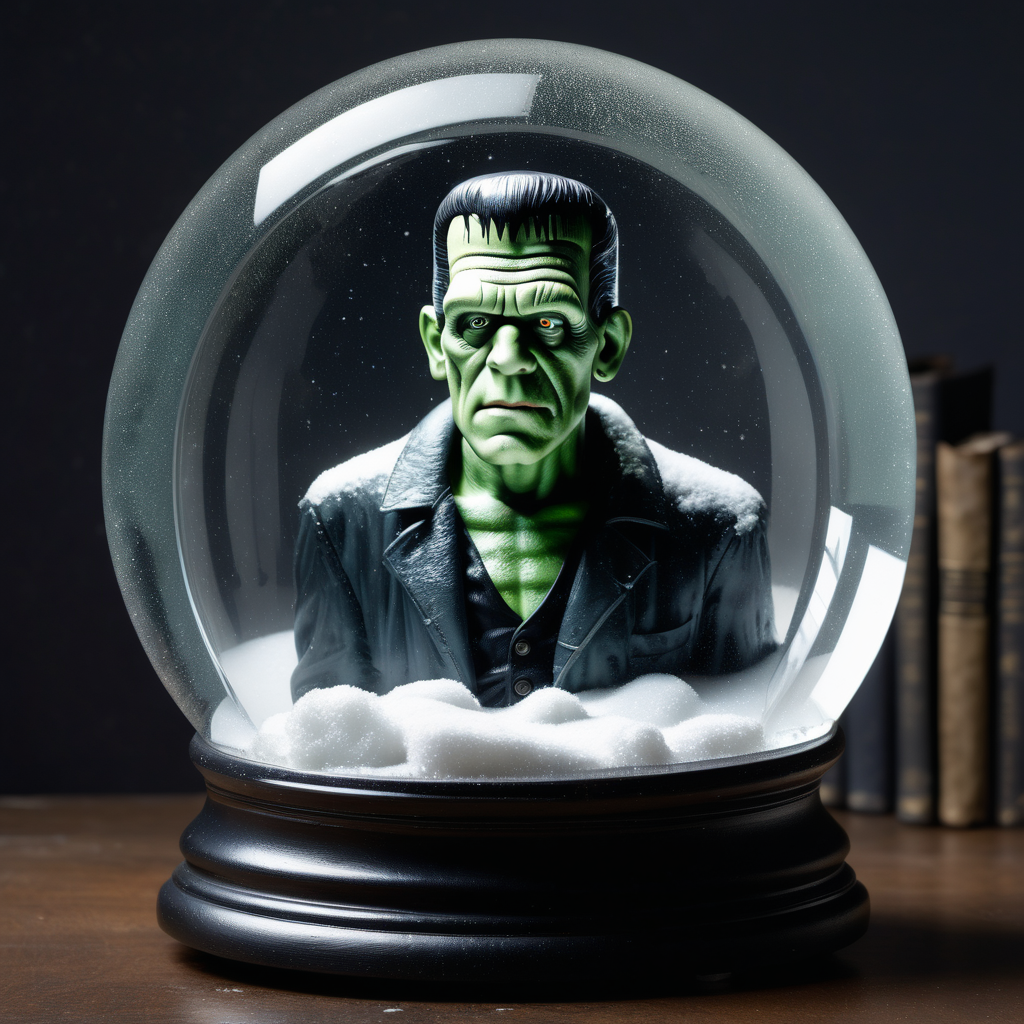 Frankenstein in a snow globe