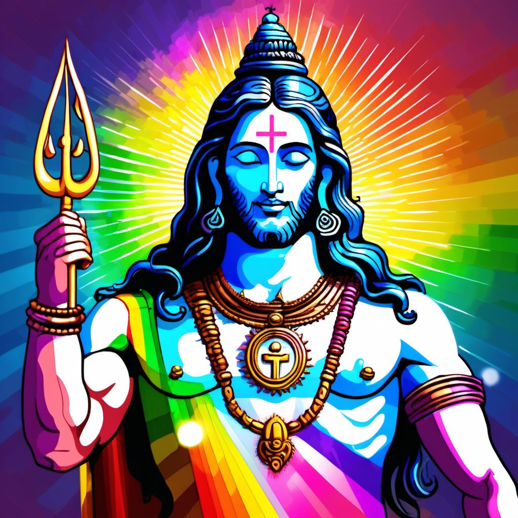Jesus Lord Shiva arms rainbow