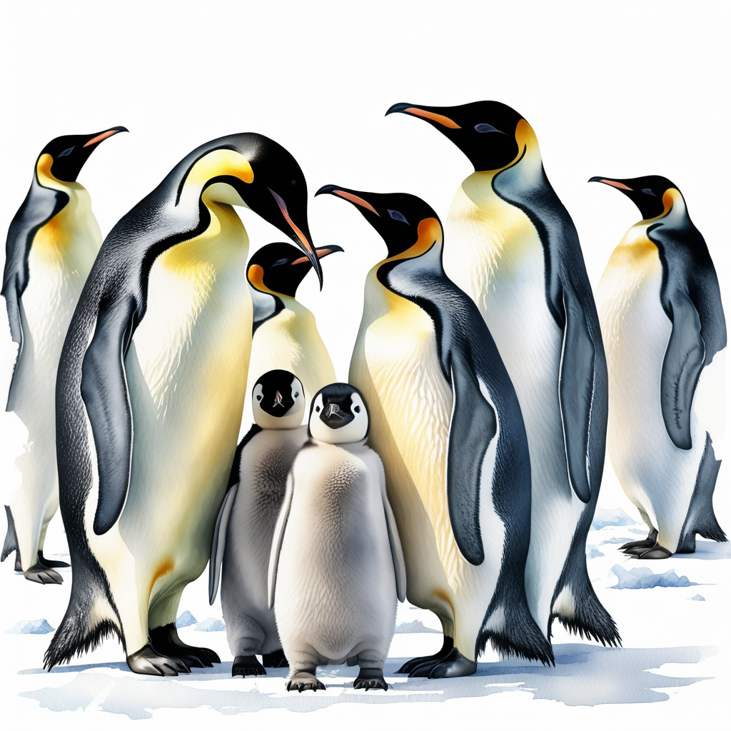 White backgroundCreate a realistic emperor penguin a whole