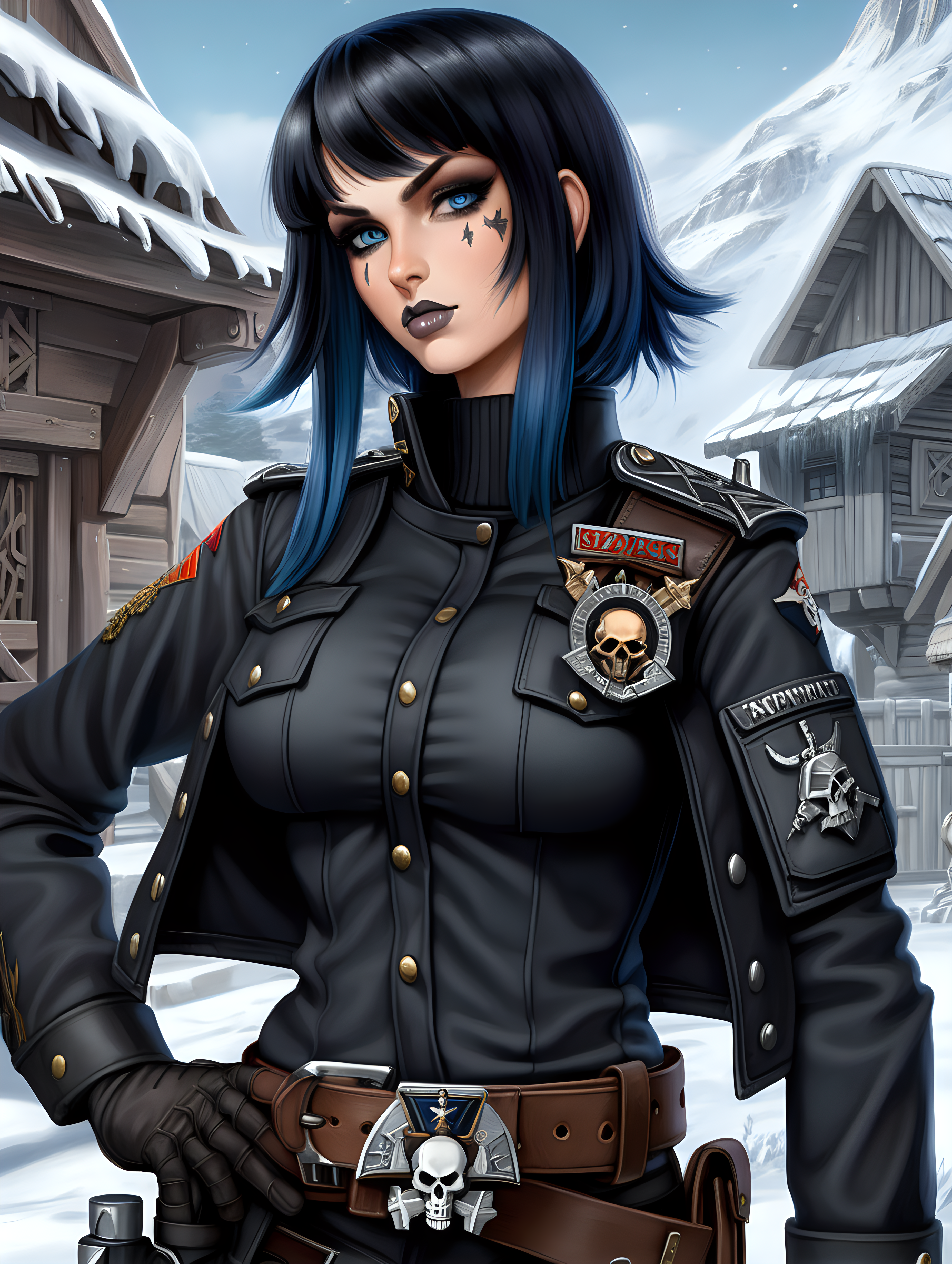 Warhammer 40K young very busty Commissar woman She