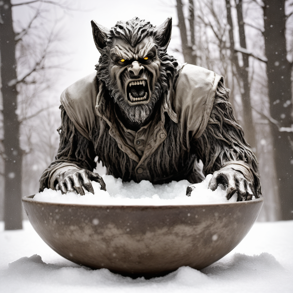 The Wolfman in a snow bowl