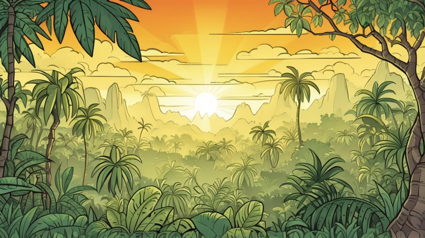 jungle sunrise cartoon