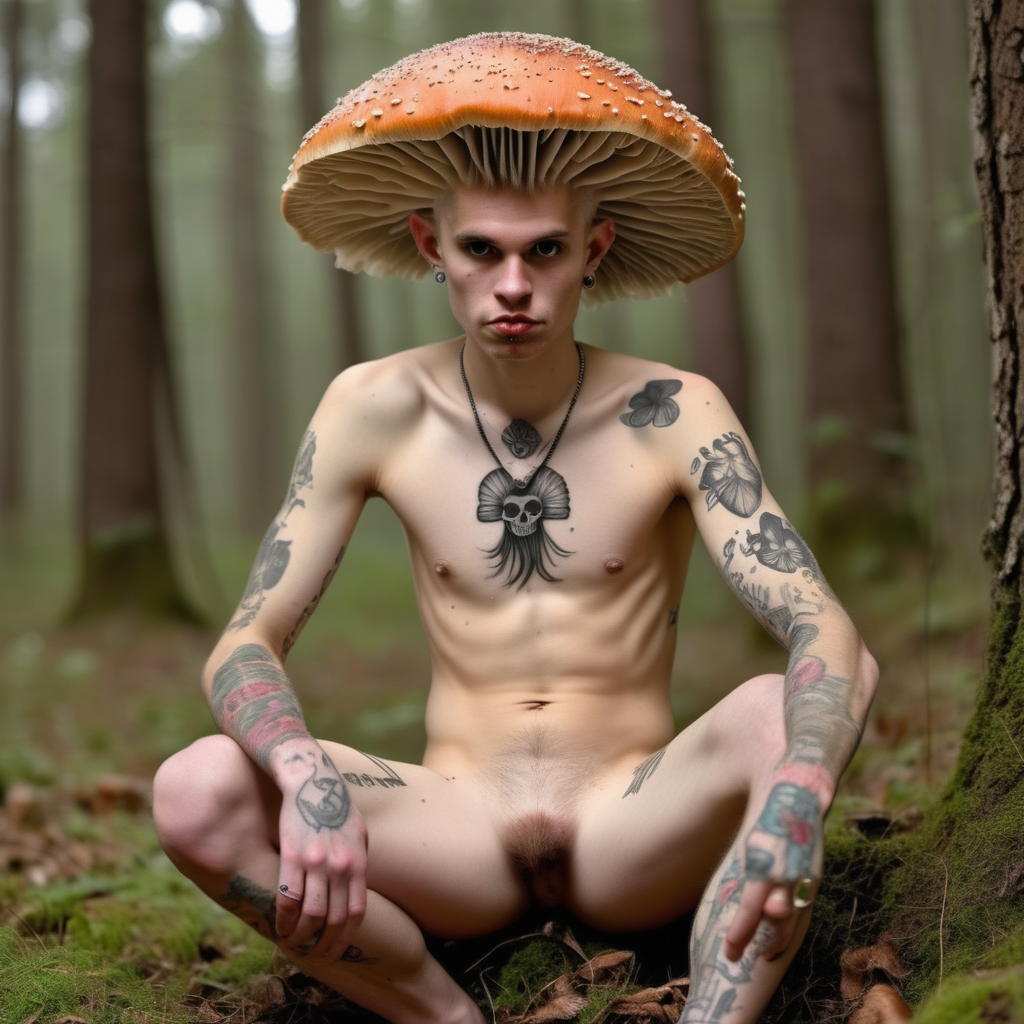 Naked punk with mushrooms