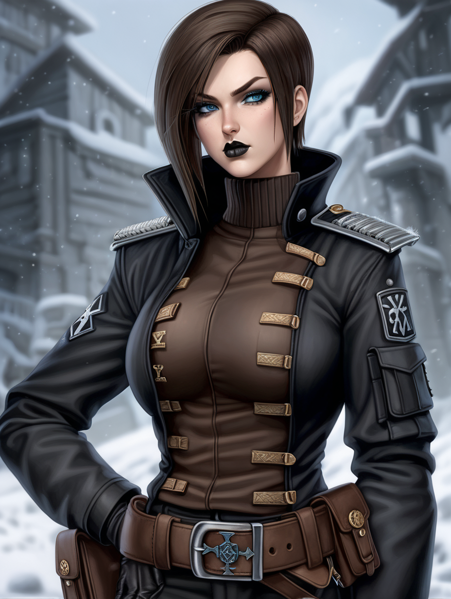 Warhammer 40K young very busty Commissar woman She