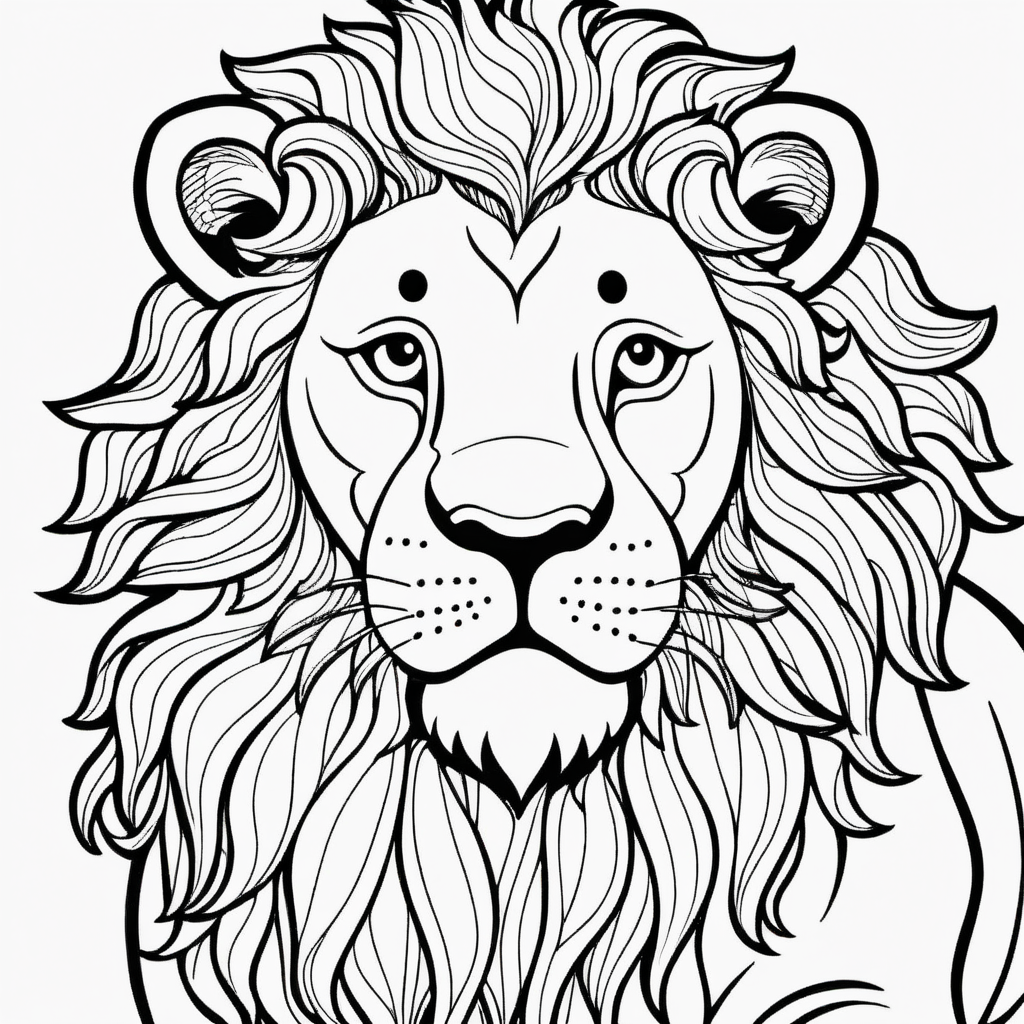 colouring page for kids, lion, white background, clean line art, --HD--AR2:3
