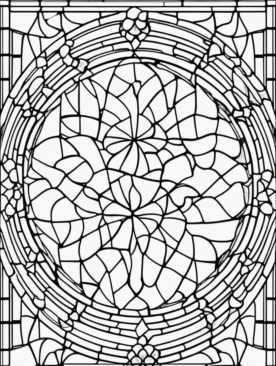 stained glass abstract, coloring page, no color