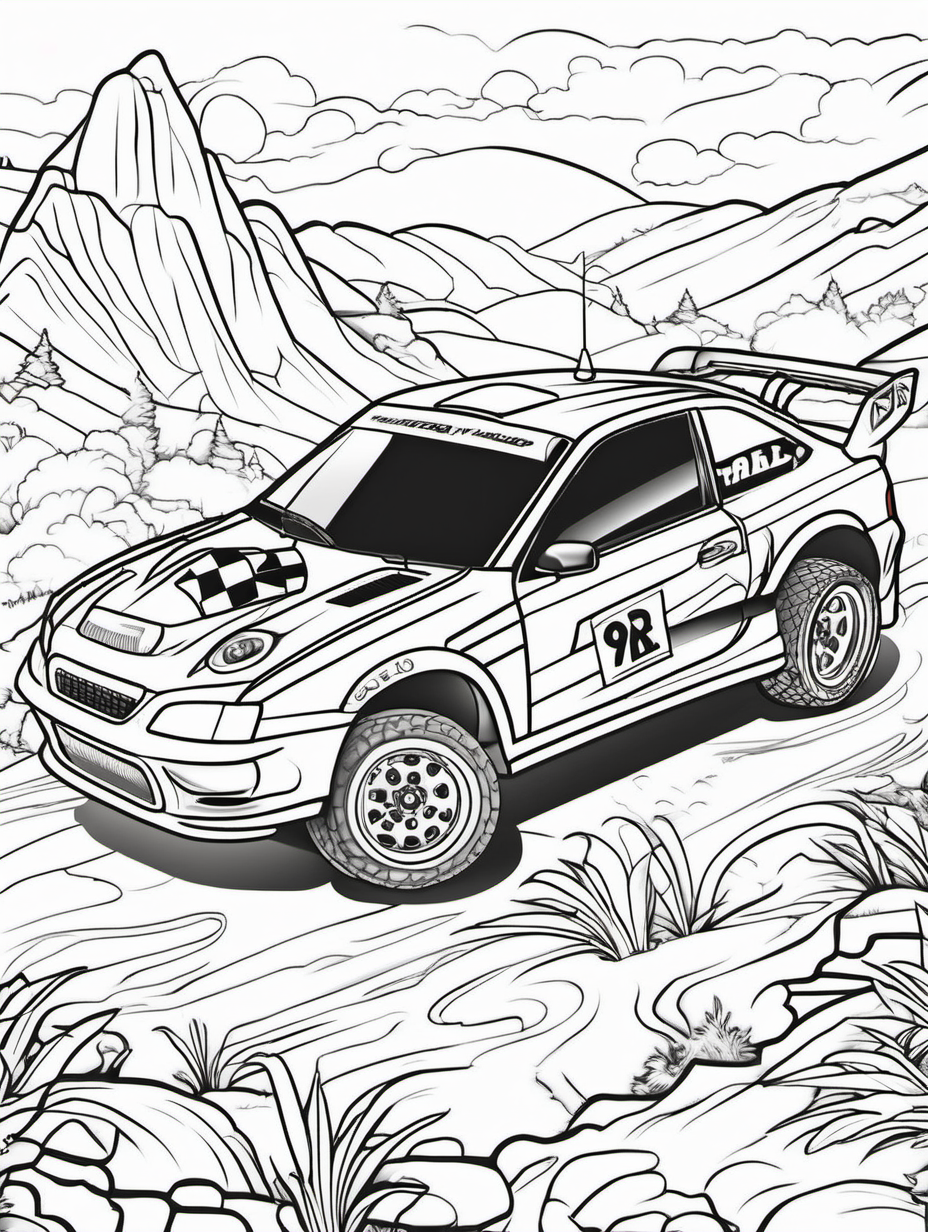 rally car for colouring book
