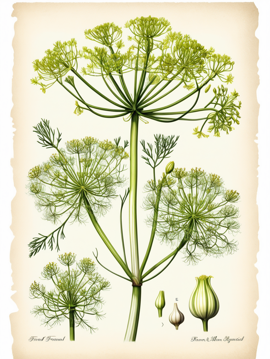 Fennel Plant botanical illustration