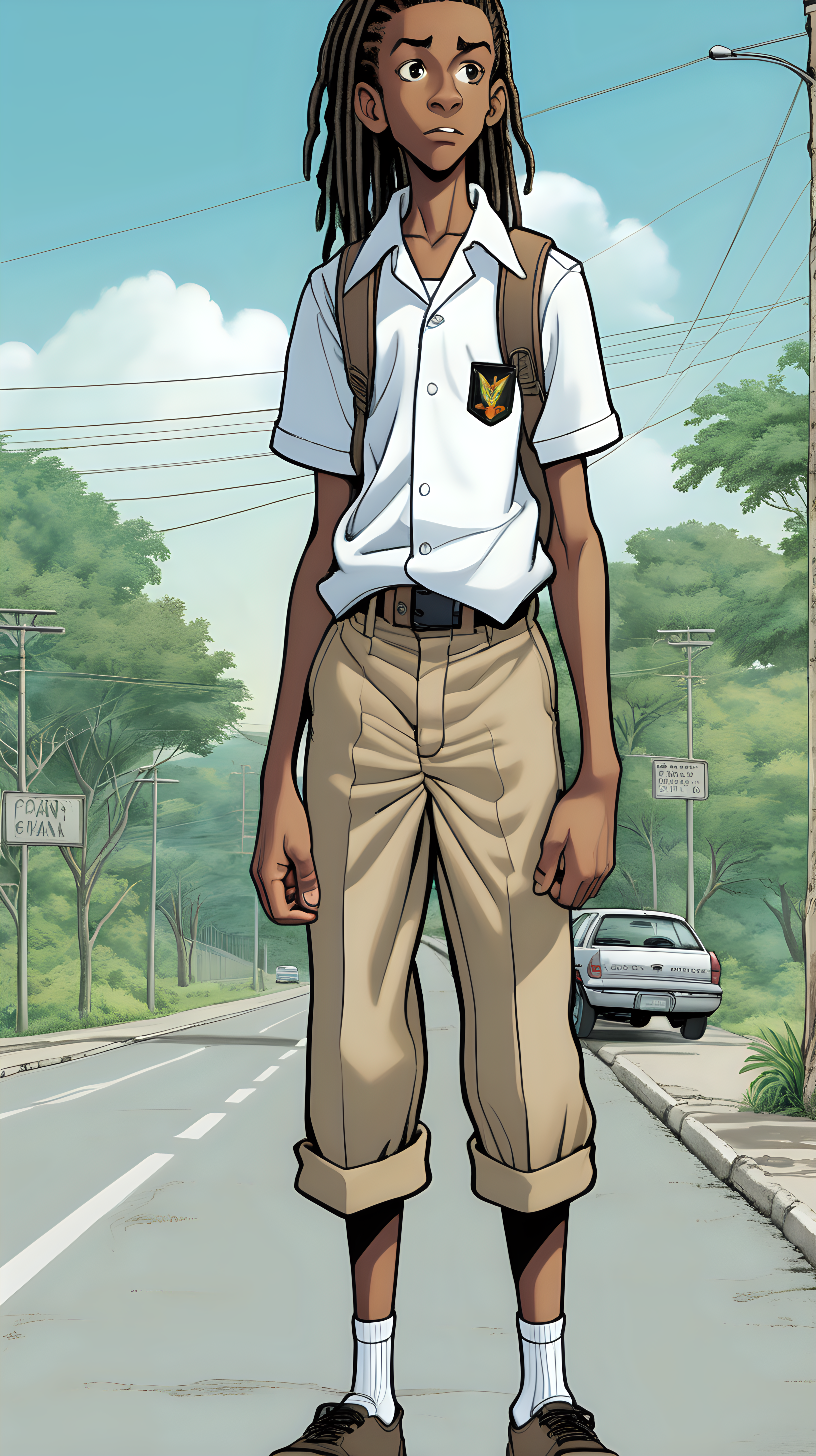 comicstyle 16yearold black Jamaican teen boy who is