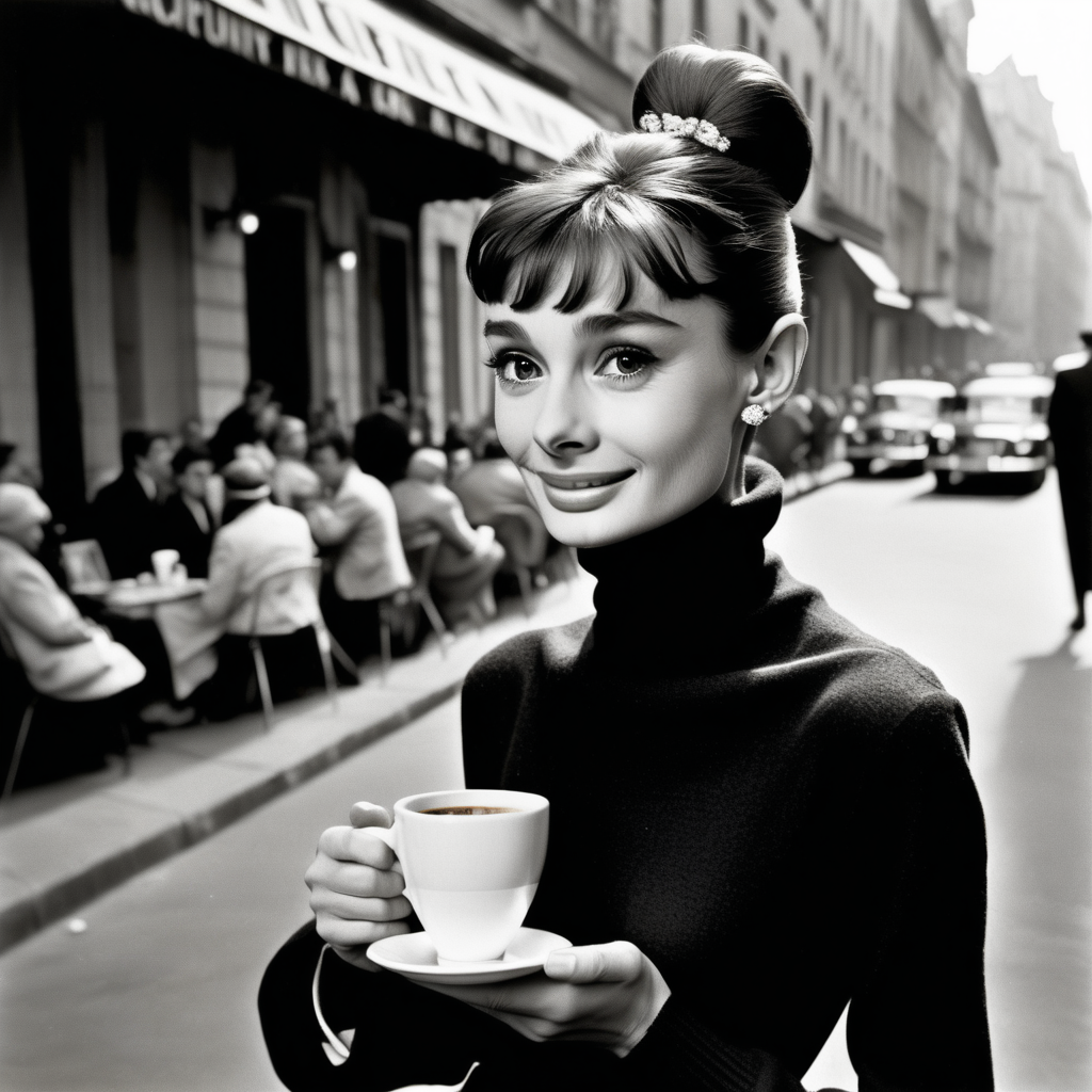 Audrey Hepburn charming the world coffee cup in