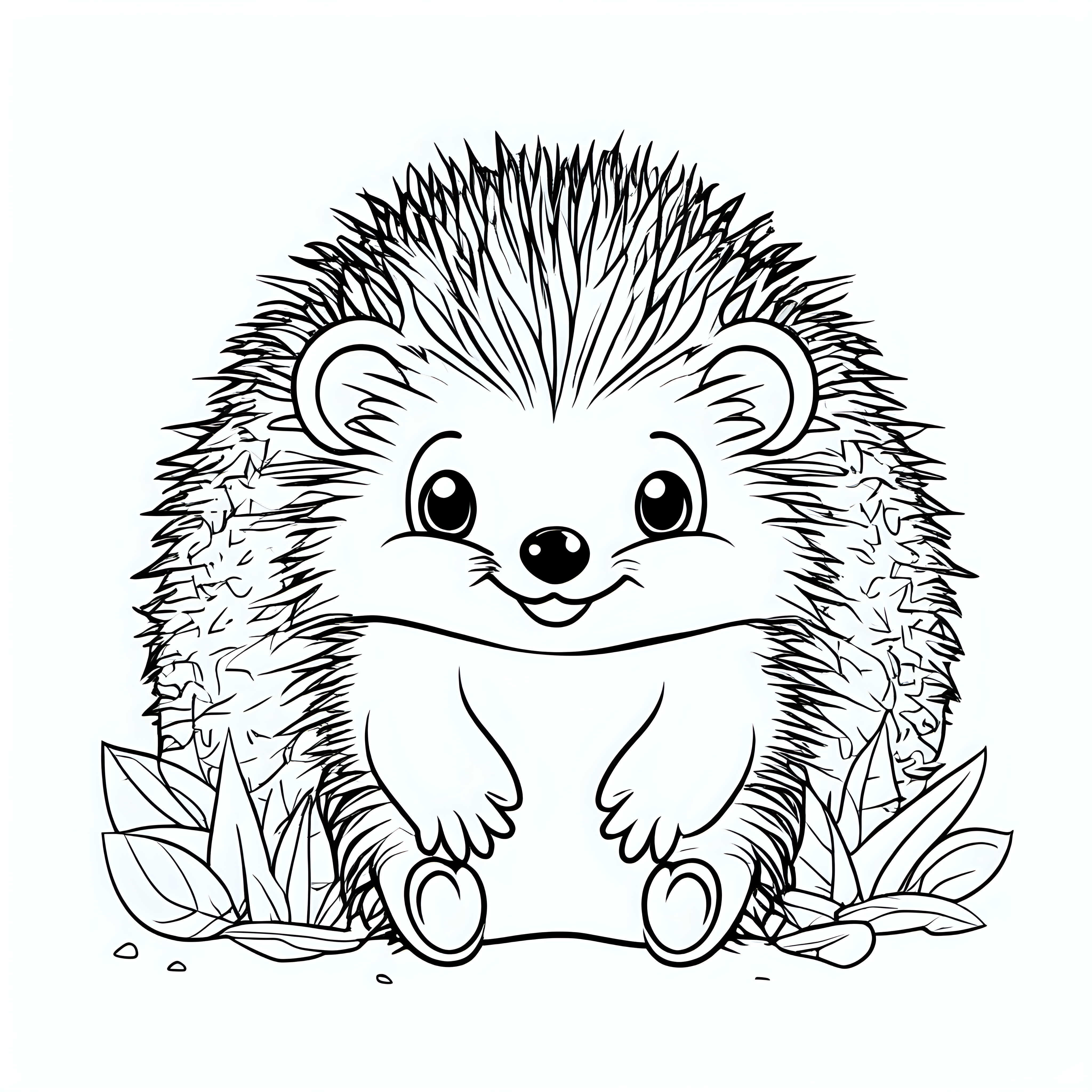 draw a cute baby Hedgehog only the outline in black,  coloring book for kids