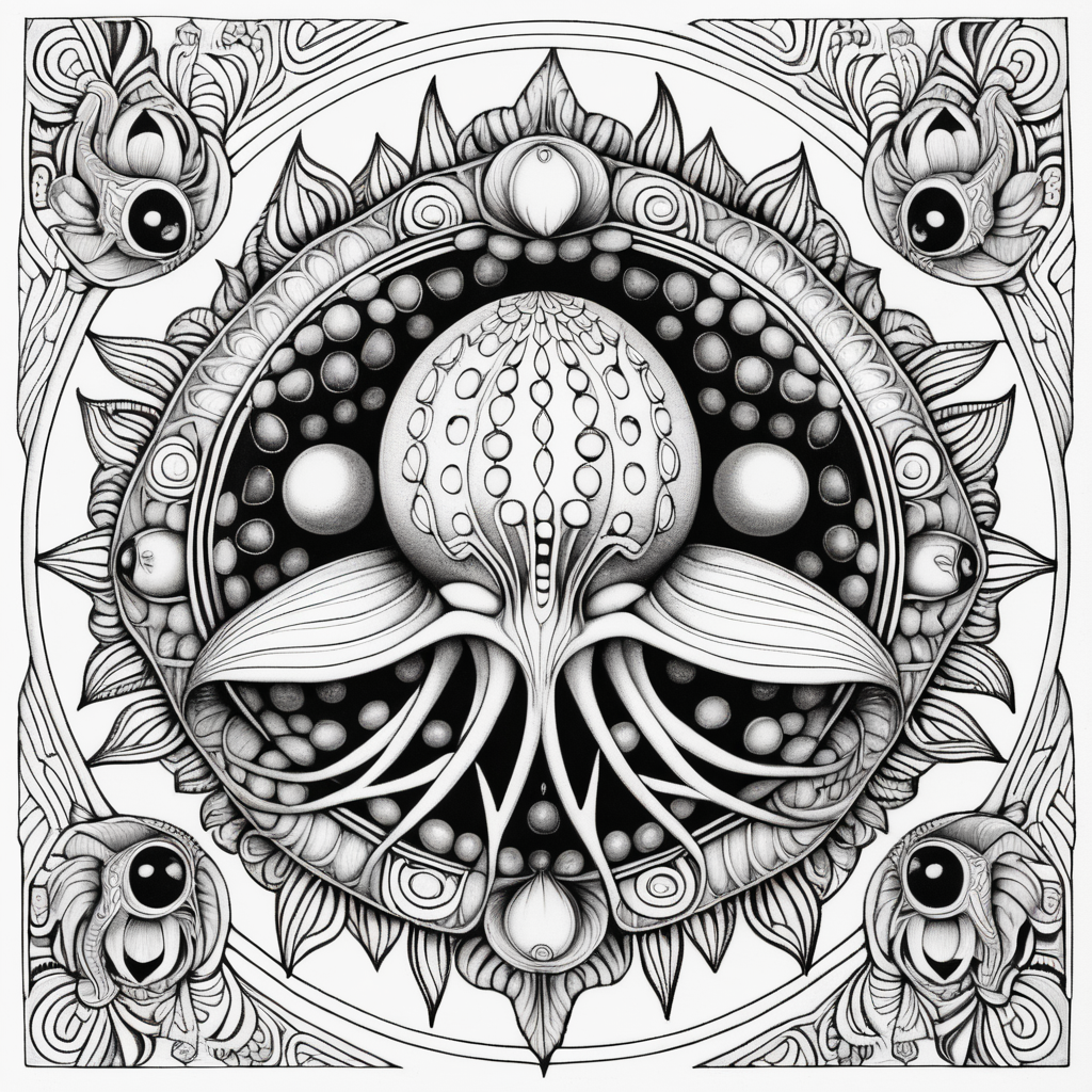 black white coloring page high details symmetrical mandala