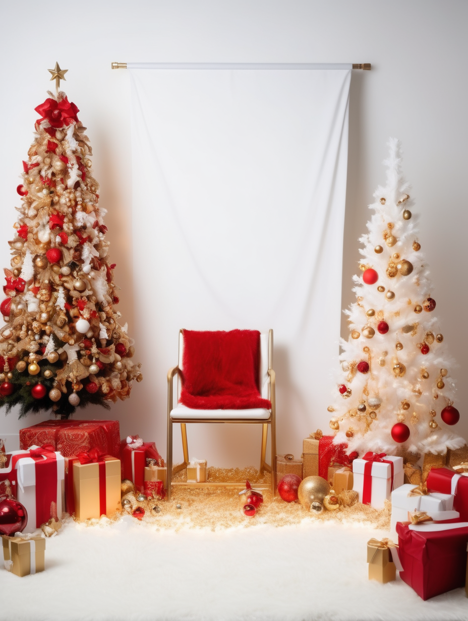 gold and white and red Christmas photo studio