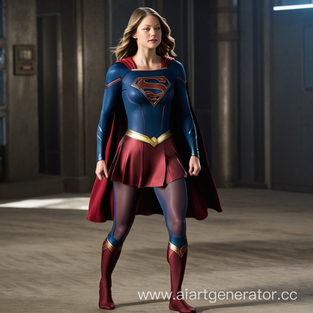 Supergirl Melissa Benoist dark sheer pantyhose no shoes no boots full body  showing feet sick weak unconcious poisoned 