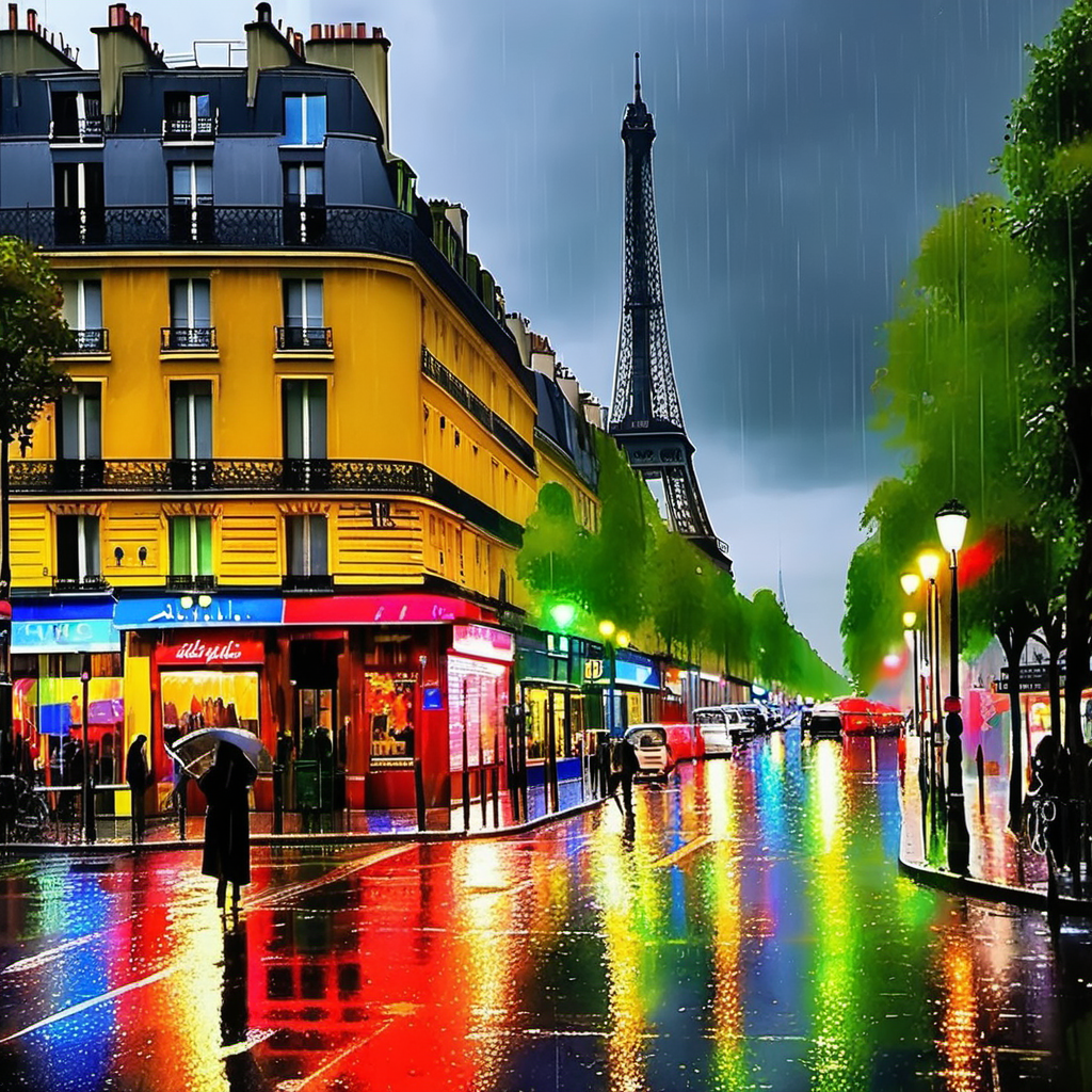 bright paris in the rain