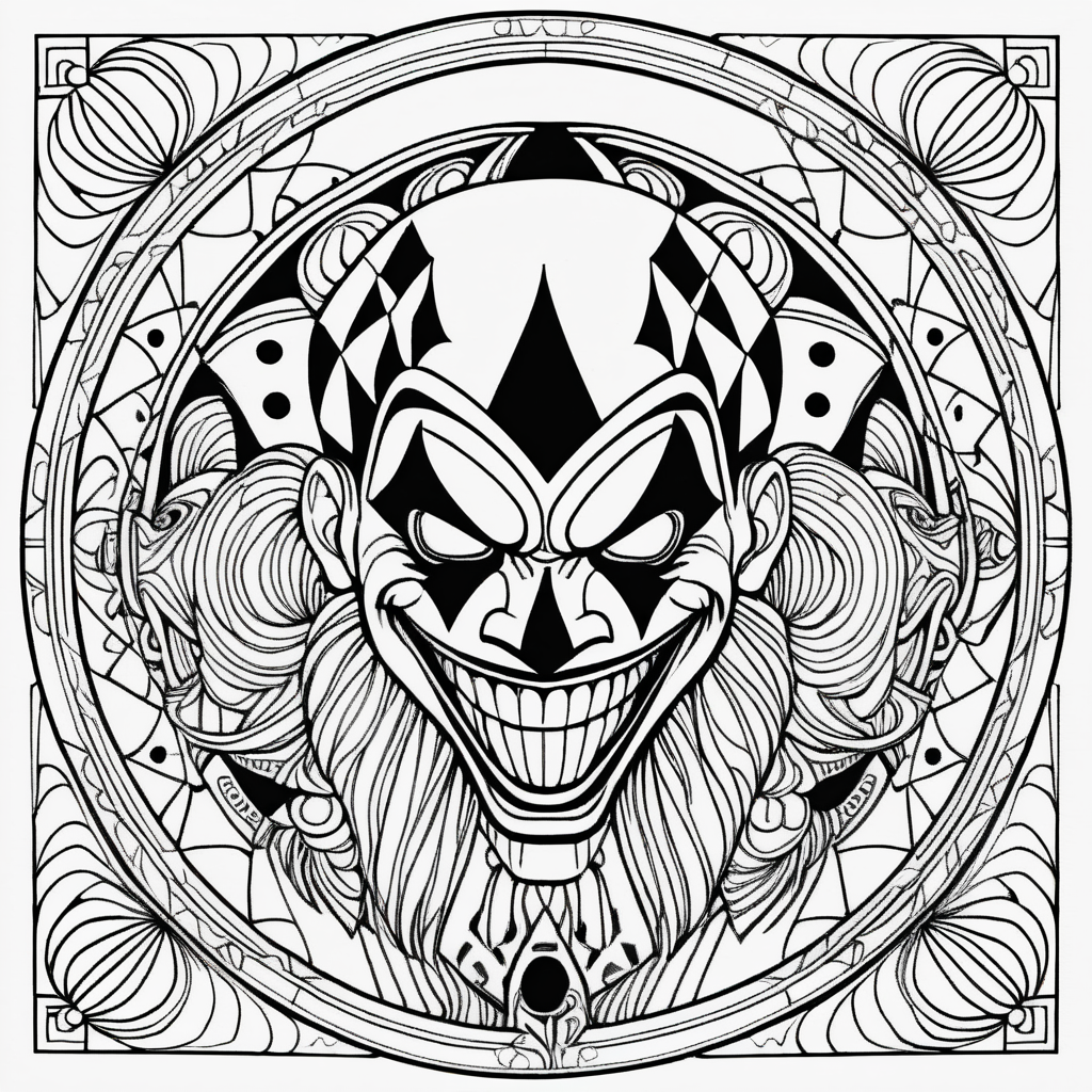 adult coloring page black white strong lines high