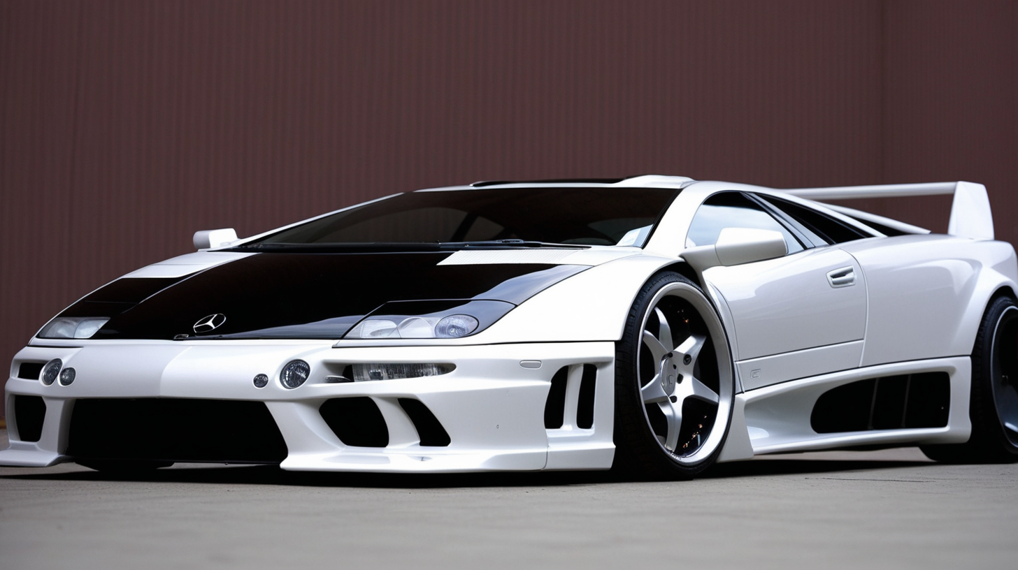blend a 2006 mercedes coupe with a lamborghini diablo stretched into one car