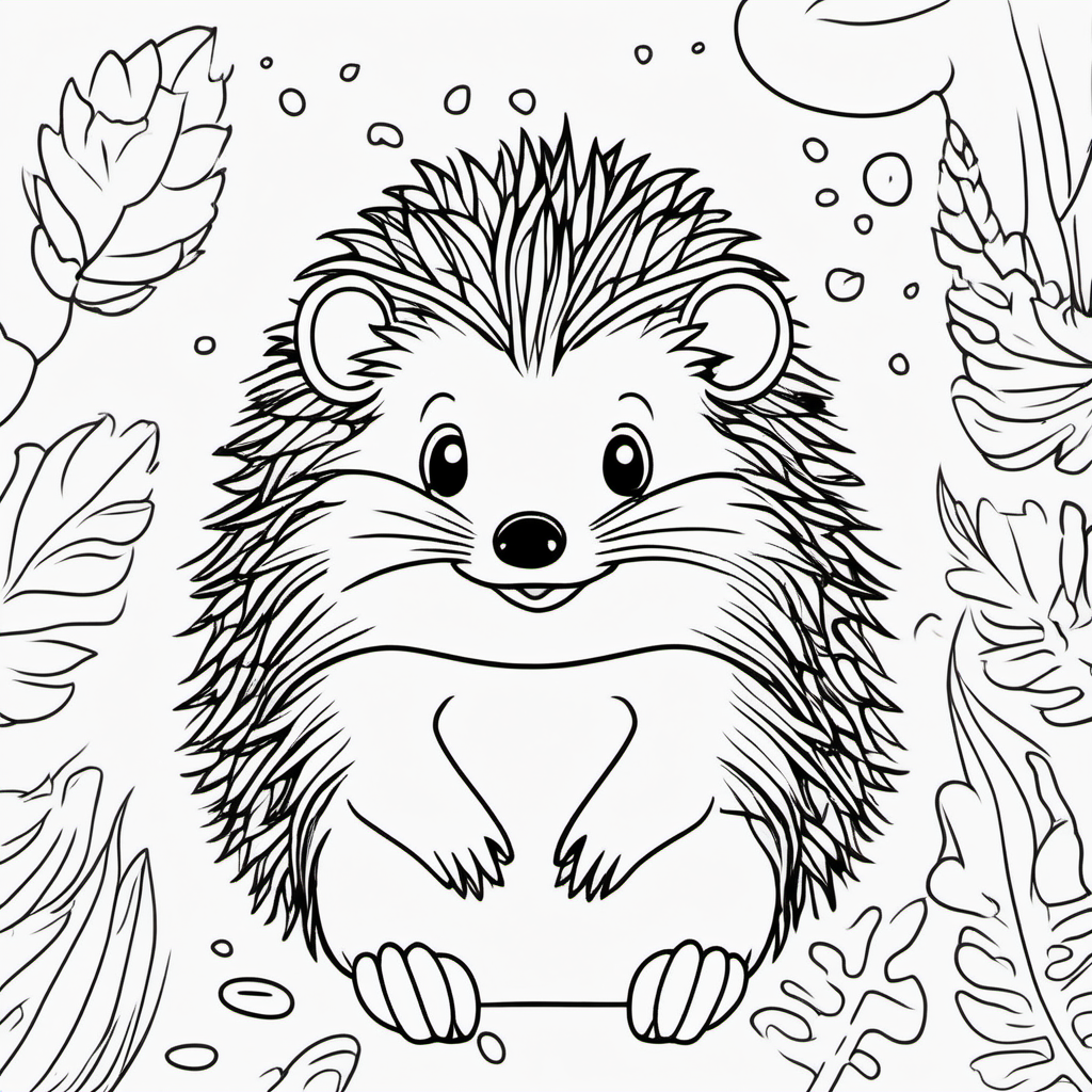 draw a cute Hedgehog with only the outline