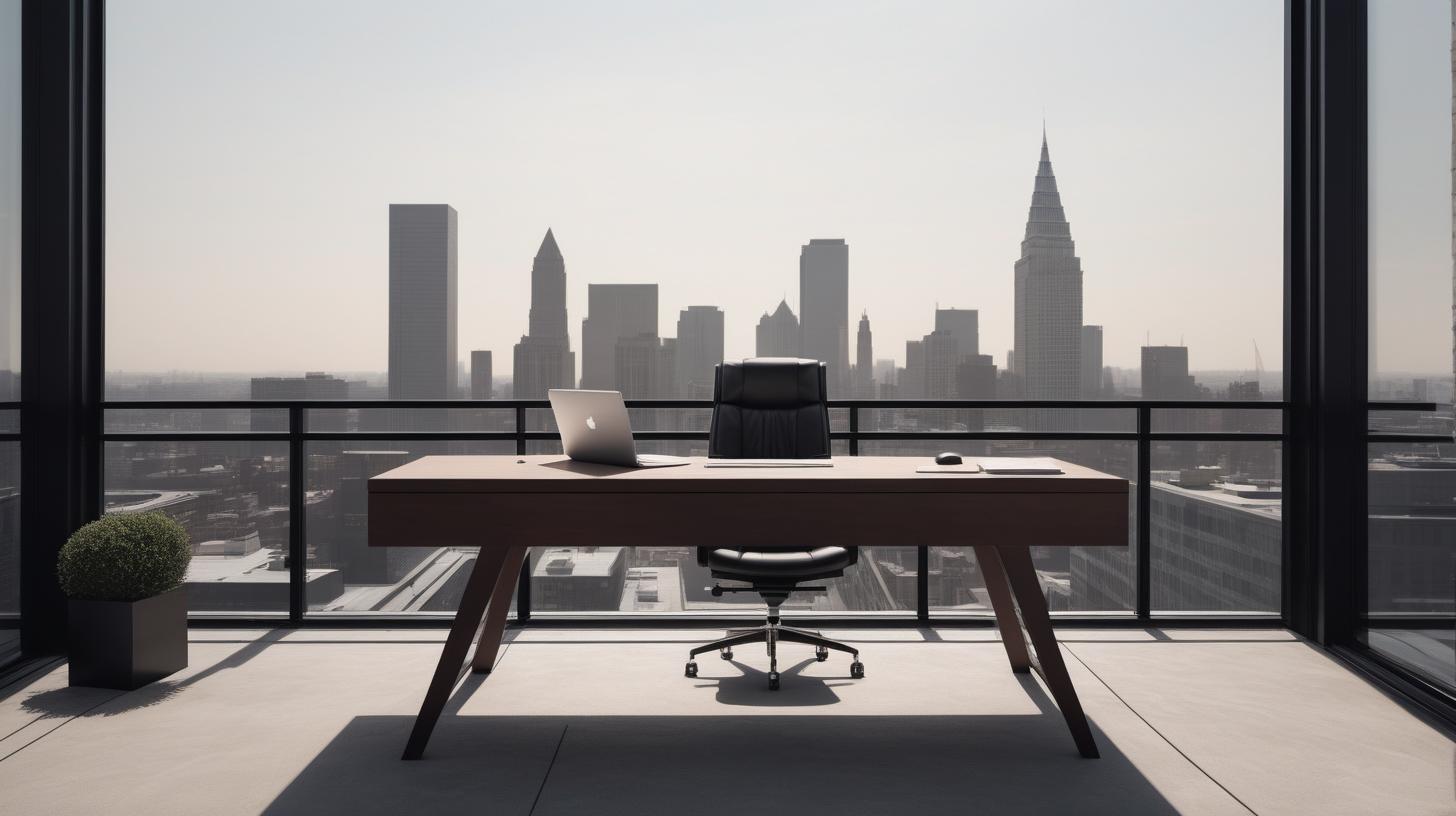 Craft an minimalist image showcasing an executive desk