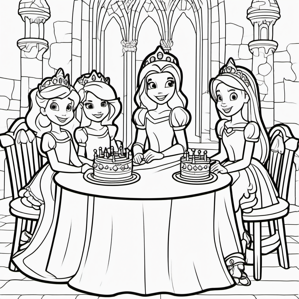 coloring pages for young kids 3 princess friends